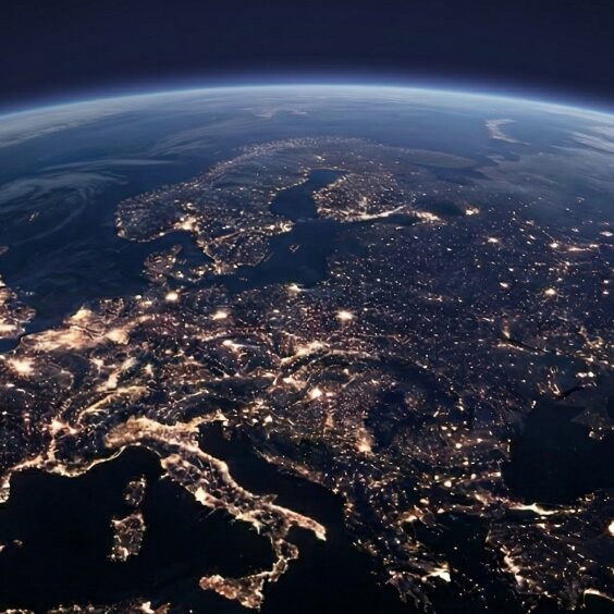Europe seen at night from orbit